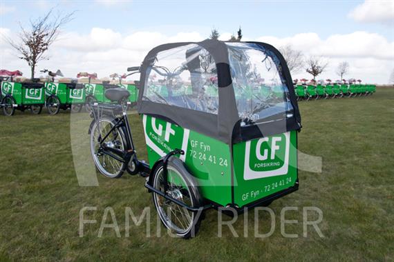 Babboe cargobike med kaleche og logo